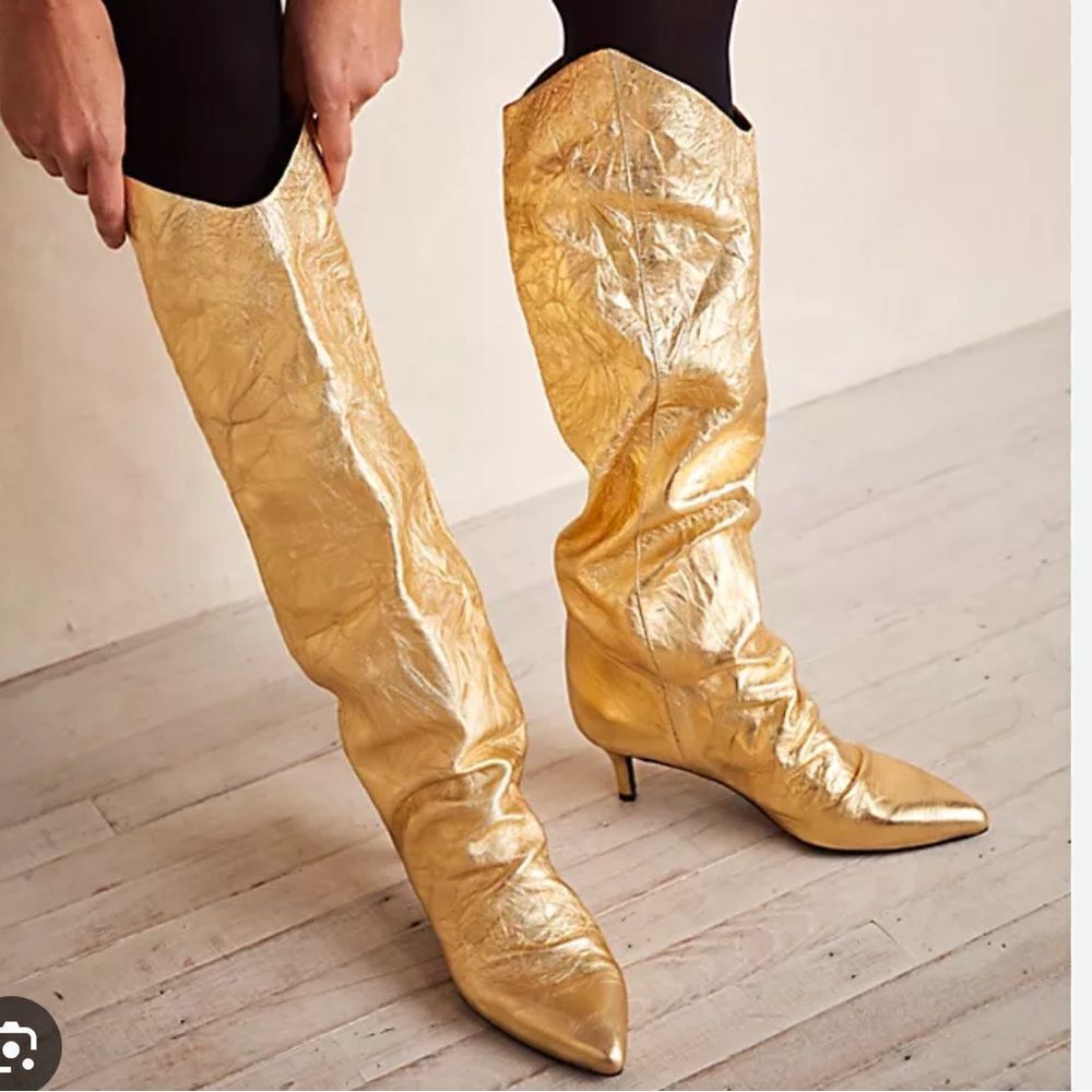 Free People Gold Sloane Boots